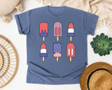 Patriotic Popsicle Set graphic tee in Blue Jean