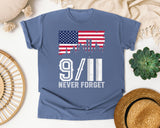 Never Forget White 7 graphic tee in Blue Jean