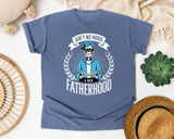 Ain't No Hood Like Fatherhood White 2 graphic tee in Blue Jean