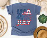 USA 4th Of July Grey 2 graphic tee in Blue Jean