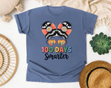 100 Days Smarter Messy Bun graphic tee in Blue Jean