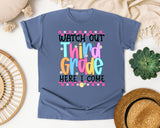 Watch Out Third Grade Here I Come graphic tee in Blue Jean