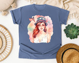 Woman In Uncle Sam Hat graphic tee in Blue Jean