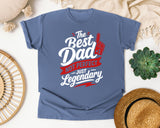 The Best Dad Not Perfect Just Legendary White graphic tee in Blue Jean