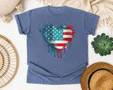 Distressed Flag Heart graphic tee in Blue Jean