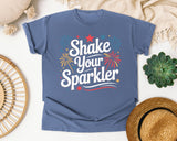 Shake Your Sparkler White 3 graphic tee in Blue Jean
