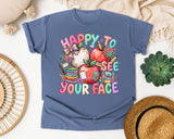Happy To See Your Face Apples graphic tee in Blue Jean
