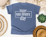 Happy First Father's Day White 2 graphic tee in Blue Jean