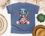 Bear In Patriotic Outfit graphic tee in Blue Jean