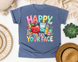 Happy To See Your Face Books graphic tee in Blue Jean