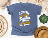 Dad Jokes Legend Diaper Changing Champion White graphic tee in Blue Jean