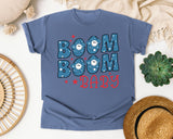 Boom Boom Baby graphic tee in Blue Jean