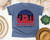 Patriot Day We Will Never Forget Red 3 graphic tee in Blue Jean