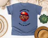 Everybody Chill Dad Is On The Grill Brown graphic tee in Blue Jean