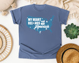 My Heart Belongs To America Blue graphic tee in Blue Jean