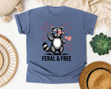 Feral And Free Grey 2 graphic tee in Blue Jean