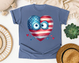 Patriotic Heart With Eyes graphic tee in Blue Jean