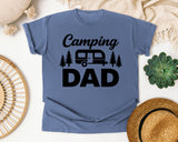 Camping Dad White graphic tee in Blue Jean
