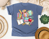 Backpack And Books graphic tee in Blue Jean