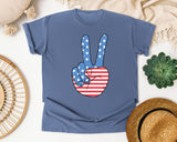 American Flag Peace Sign graphic tee in Blue Jean