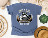 Just A Dad Who Always Came Back With The Milk Brown graphic tee in Blue Jean