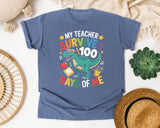 My Teacher Survived 100 Days Of Me Dino graphic tee in Blue Jean