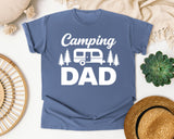 Camping Dad White 2 graphic tee in Blue Jean