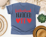 Fatherhood Nailed It White 3 graphic tee in Blue Jean