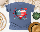 Patriotic Flag Heart graphic tee in Blue Jean