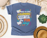 Back To School Learning Every Day The Fun Way graphic tee in Blue Jean