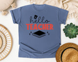 Hello Teacher Books graphic tee in Blue Jean