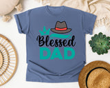 Blessed Dad White graphic tee in Blue Jean