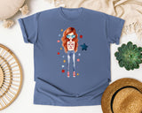 Patriotic Girl With Sunglasses graphic tee in Blue Jean