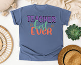 Teacher Best Ever graphic tee in Blue Jean
