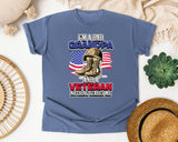 I'm A Dad Grandpa And A Veteran Nothing Scares Me Grey graphic tee in Blue Jean