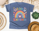100 Days Of Kindergarten Rainbow graphic tee in Blue Jean