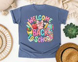 Welcome Back To School Bow graphic tee in Blue Jean