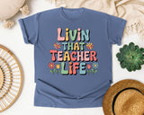Livin That Teacher Life Floral graphic tee in Blue Jean