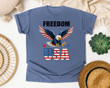 Freedom USA Grey graphic tee in Blue Jean