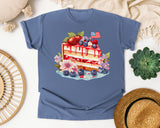 Patriotic Berry Cake Slice graphic tee in Blue Jean