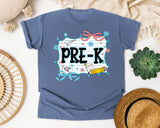 Pre-K Notebook Bow graphic tee in Blue Jean