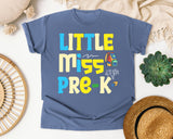 Little Miss Pre-K Bright graphic tee in Blue Jean