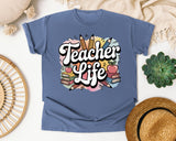 Teacher Life Pencils graphic tee in Blue Jean