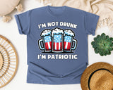 I'm Not Drunk I'm Patriotic White graphic tee in Blue Jean
