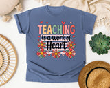 Teaching Is A Work Of Heart Daisies graphic tee in Blue Jean