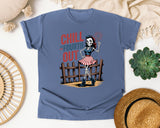 Chill The Fourth Out Grey 4 graphic tee in Blue Jean