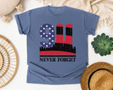 Never Forget Black 3 graphic tee in Blue Jean