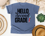 Hello Second Grade Pen graphic tee in Blue Jean