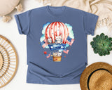Bunnies In Hot Air Balloon graphic tee in Blue Jean
