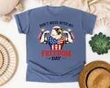 Don't Mess With My Freedom Day Grey graphic tee in Blue Jean
